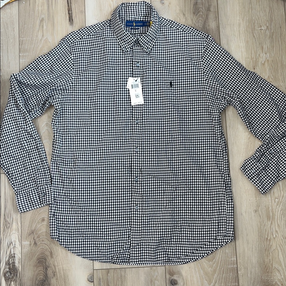 Ralph Lauren Men’s Classic Fit Gingham Check Button Down Shirt Size Large NEW